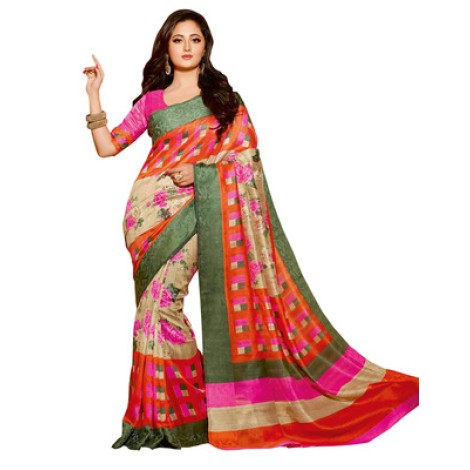 Mutlicolur lace silk fashion saree with blouse