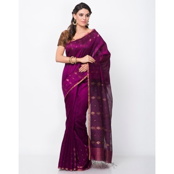 Silk Mulberry Pirnted Trikon Sari