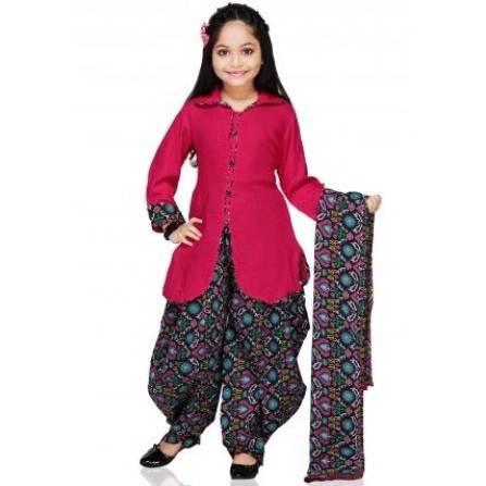 Cotton Salwar Set in Fuchsia