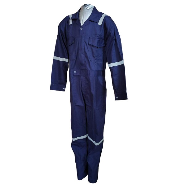 BLUE COTTON SAFETY COVERALL BOILER SUIT FOR MEN